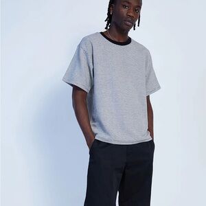 Pacsun White Black Striped Cropped Oversized T-shirt